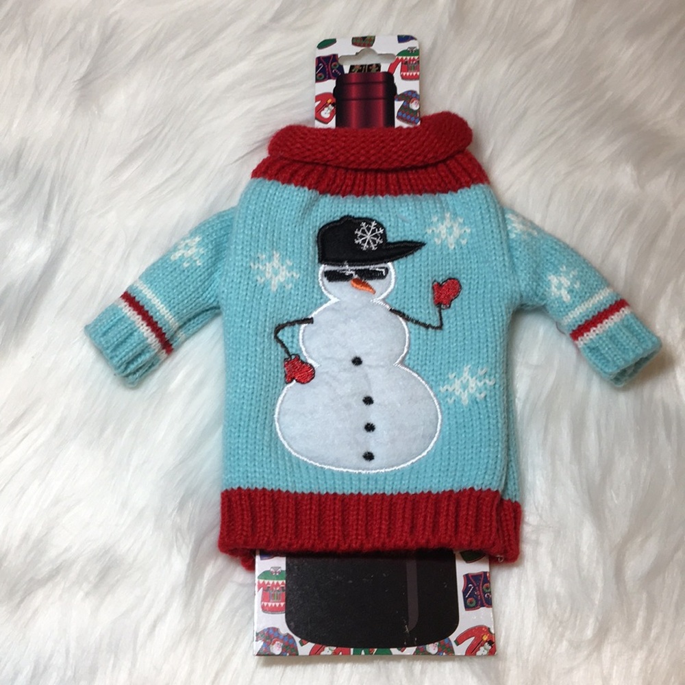 Wine Bottle Knitted Snowman “UGLY SWEATER” from Hallmark Gold Crown Store - NWT